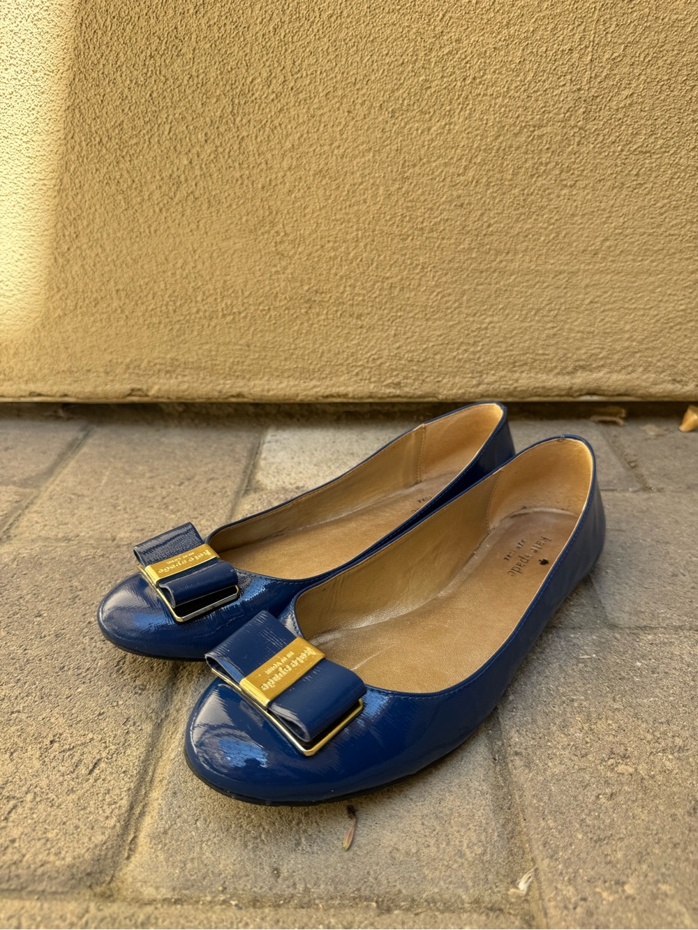 Kate Spade Blue Vara Patent Leather Ballet Flats